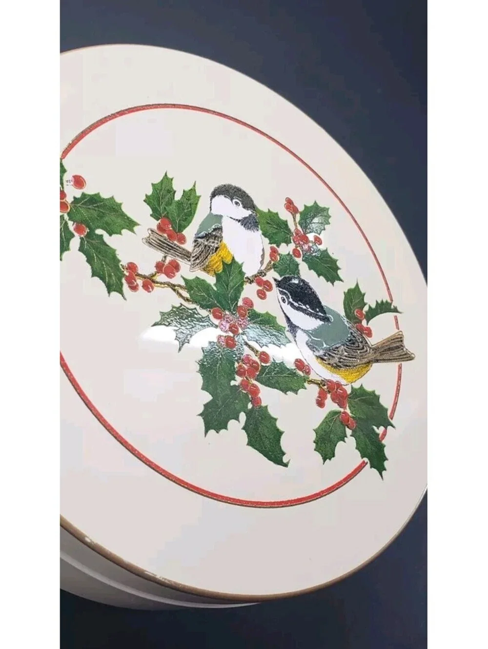 Vtg JAPAN Christmas Coaster Otagiri Set of 4 Lacquer Bird Holly Red Green